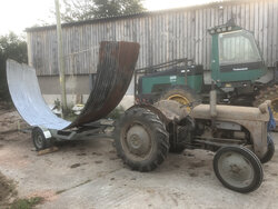 Loaded on a small trailer and our 1940s Grey Fergie tractor!